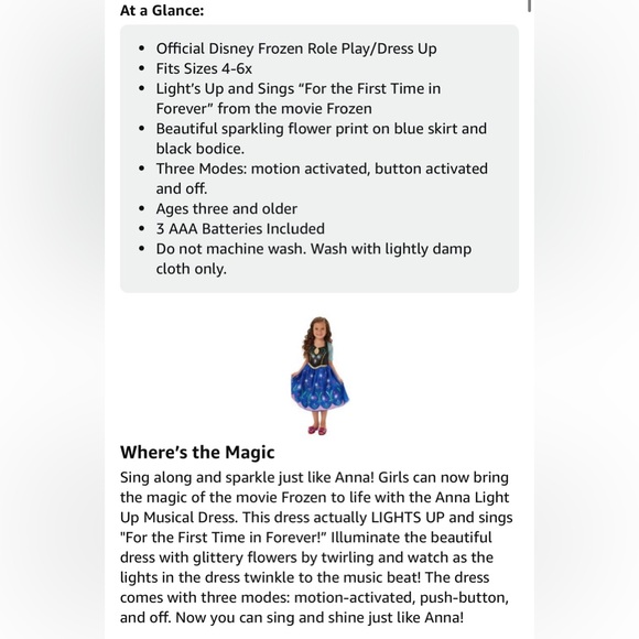 Disney frozen Anna blue dress music lights up 4-6x jakks pacific - Picture 14 of 14